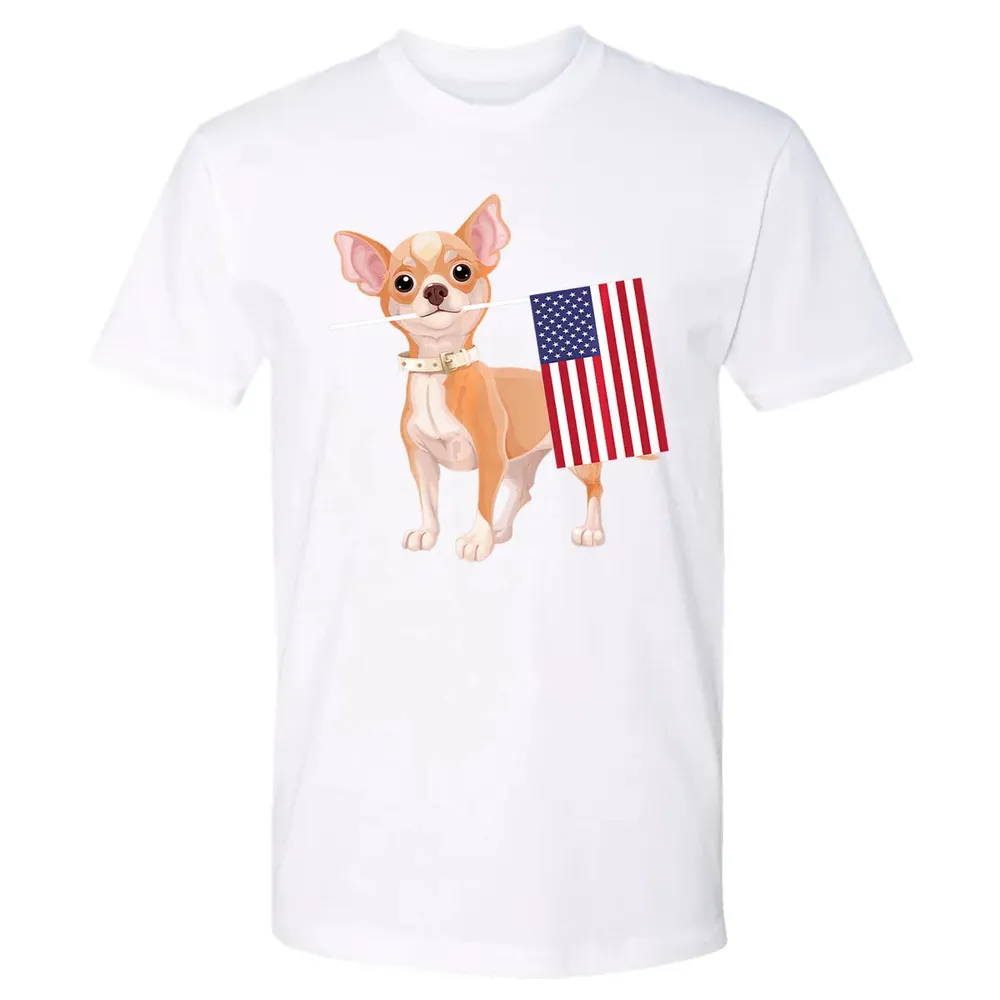 Funny Chihuahua dog American Flag Dog  4th of July Premium Unisex T-shirt - 4