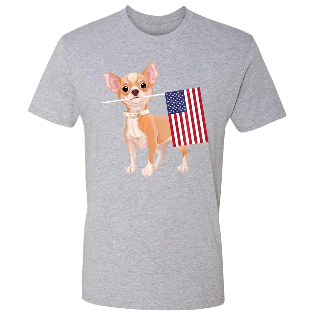 Funny Chihuahua dog American Flag Dog  4th of July Premium Unisex T-shirt - 9