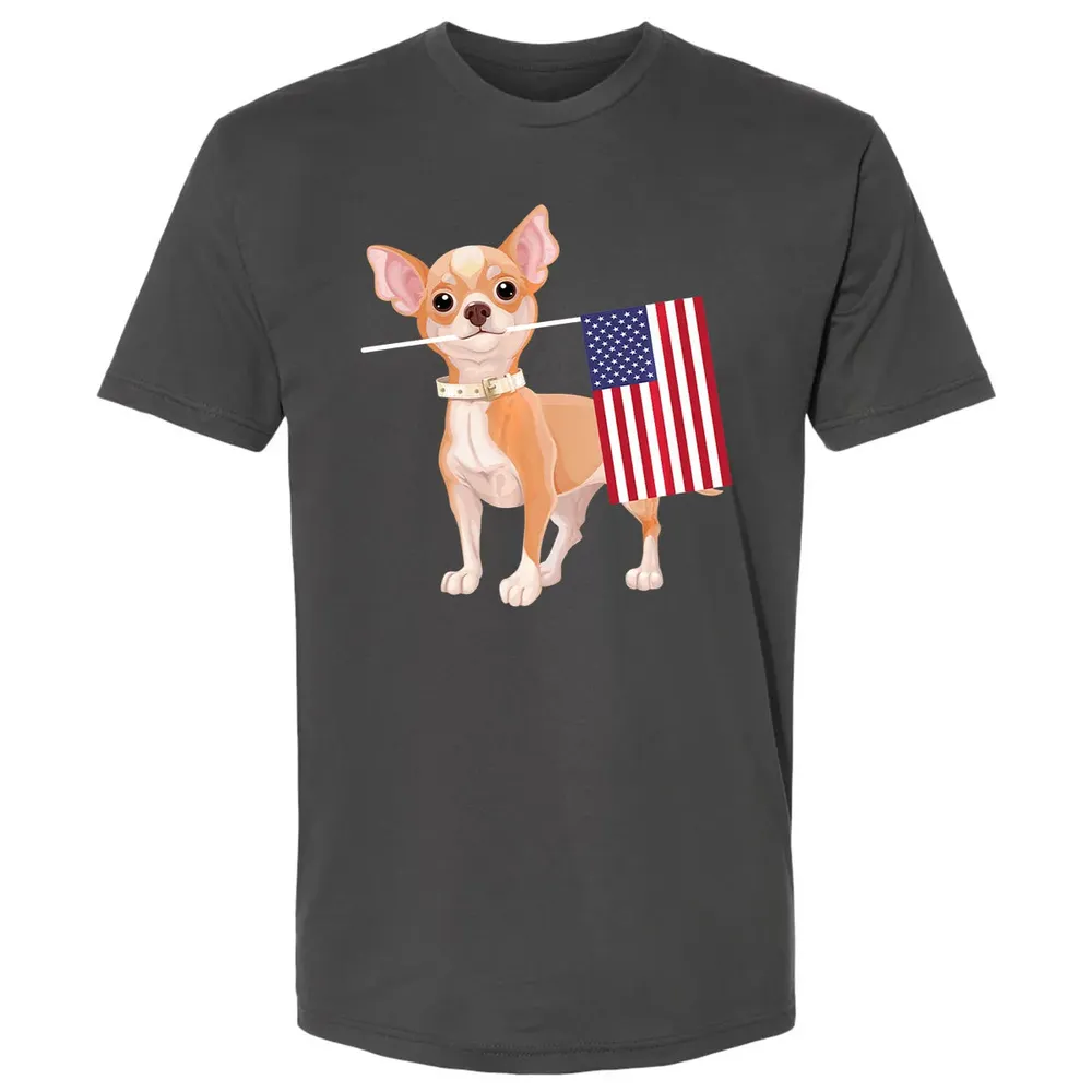 Funny Chihuahua dog American Flag Dog  4th of July Premium Unisex T-shirt - 8