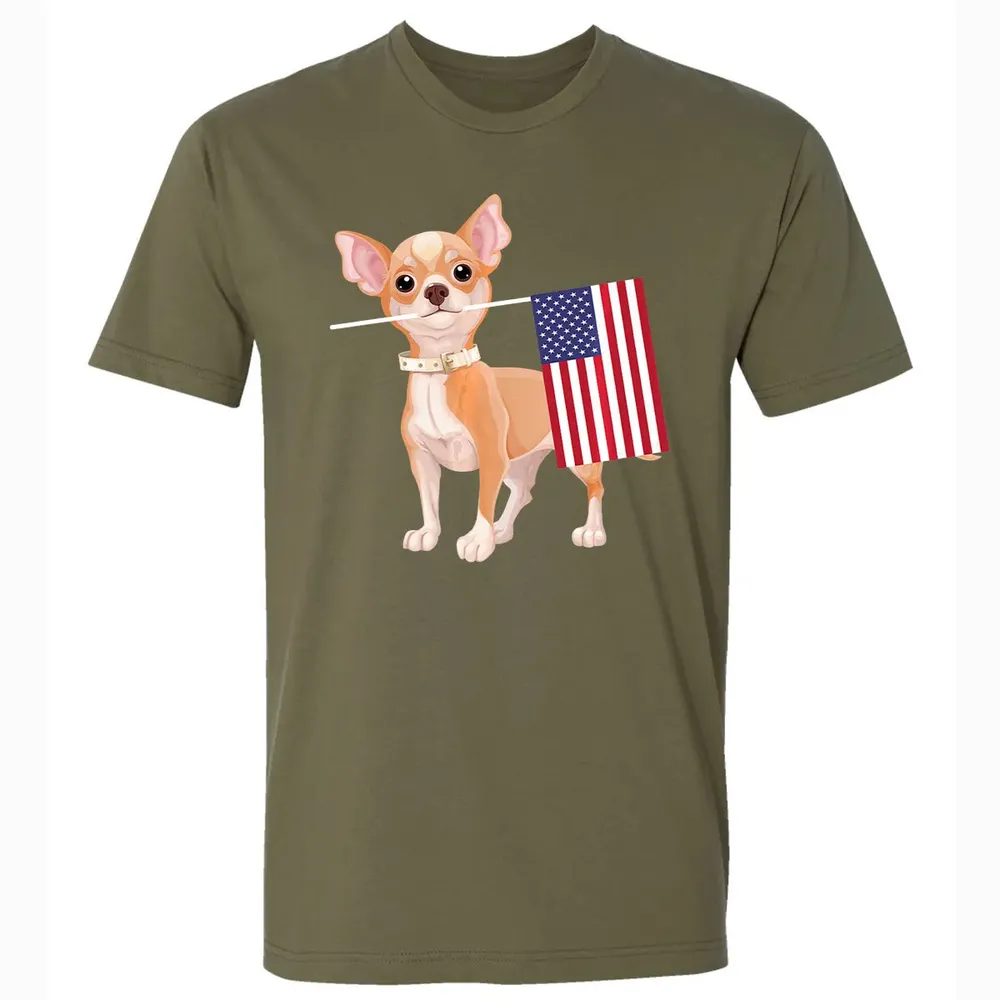 Funny Chihuahua dog American Flag Dog  4th of July Premium Unisex T-shirt - 5