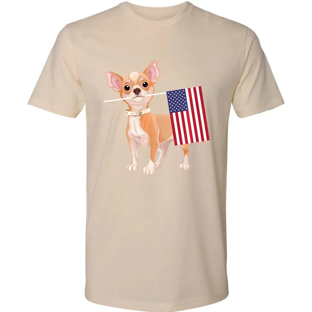 Funny Chihuahua dog American Flag Dog  4th of July Premium Unisex T-shirt - 13
