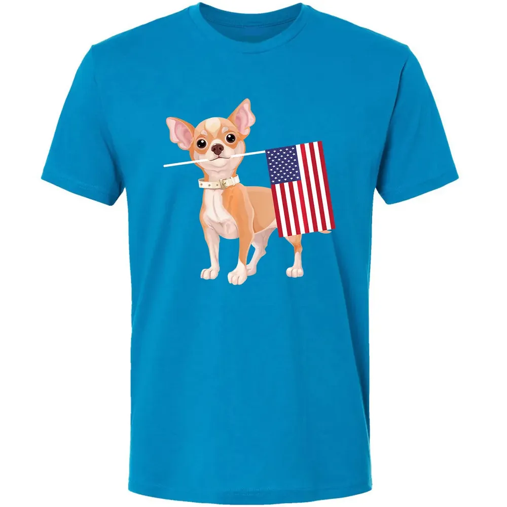 Funny Chihuahua dog American Flag Dog  4th of July Premium Unisex T-shirt - 15