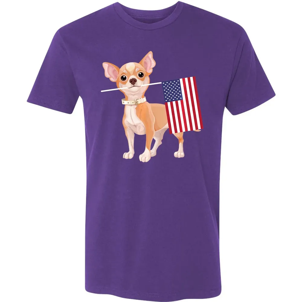 Funny Chihuahua dog American Flag Dog  4th of July Premium Unisex T-shirt - 7