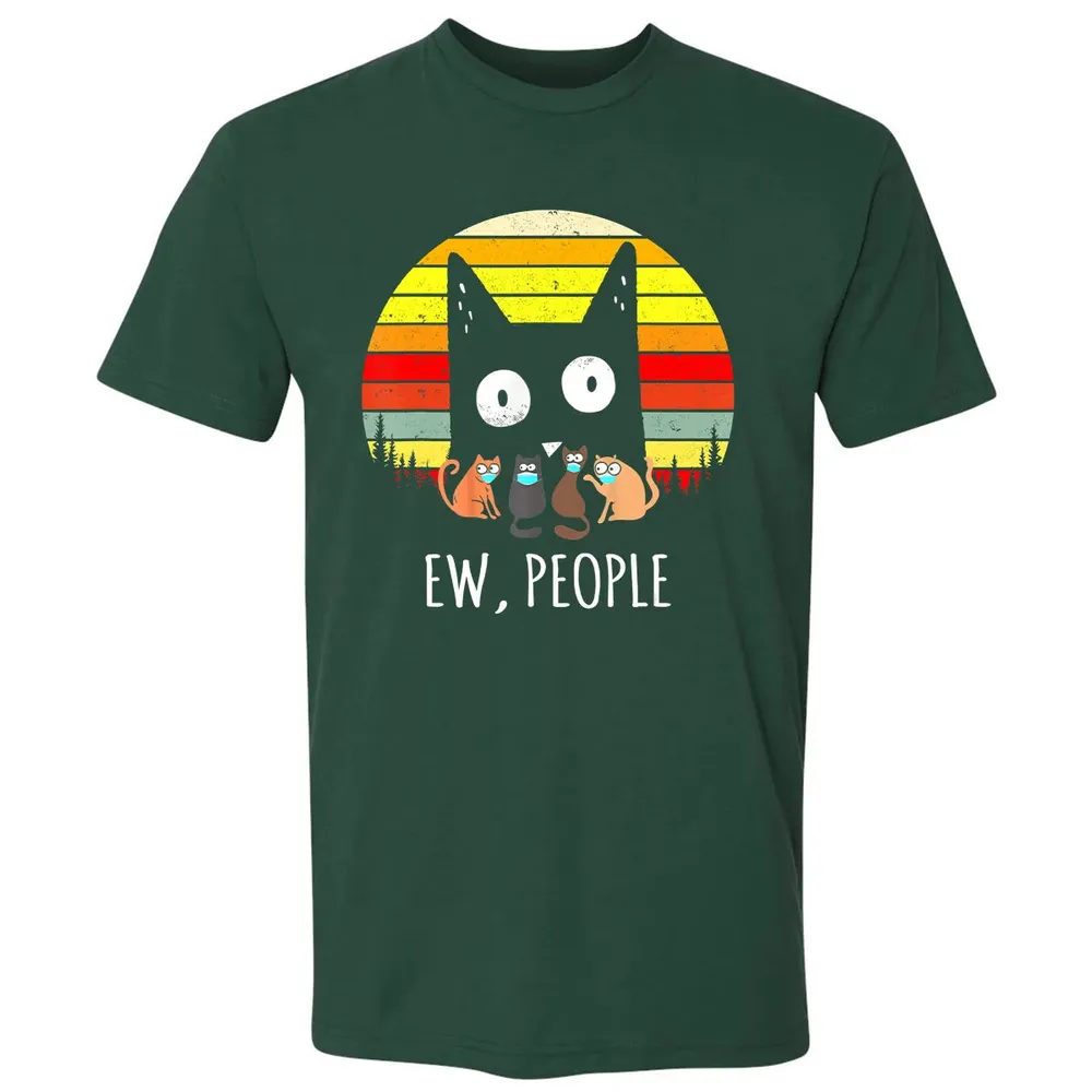 Ew People Vintage Funny Black Cat Mask Quarantine 2020 Gift Premium Unisex T-shirt - 12