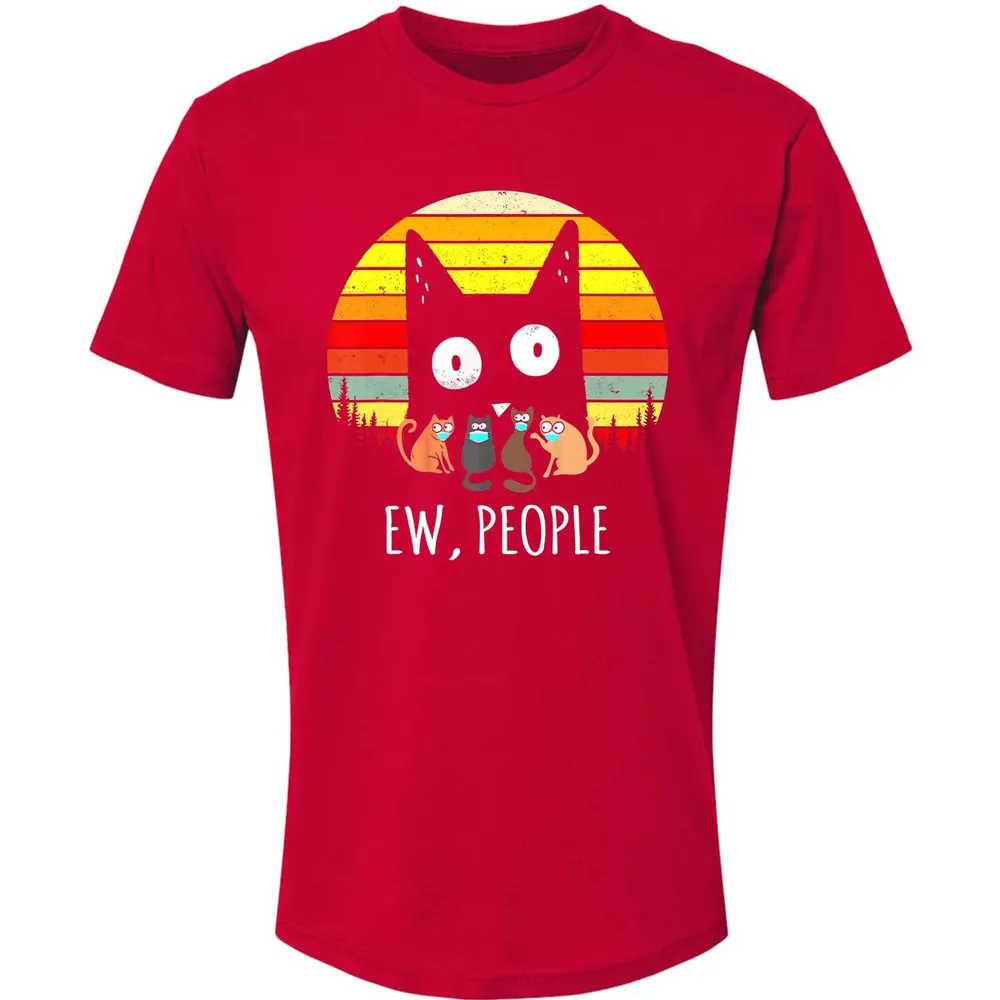 Ew People Vintage Funny Black Cat Mask Quarantine 2020 Gift Premium Unisex T-shirt - 6