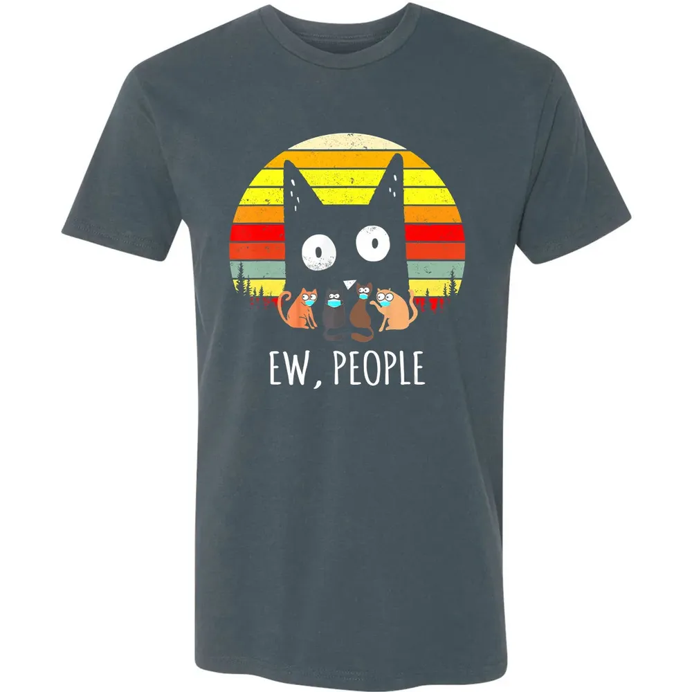 Ew People Vintage Funny Black Cat Mask Quarantine 2020 Gift Premium Unisex T-shirt - 14