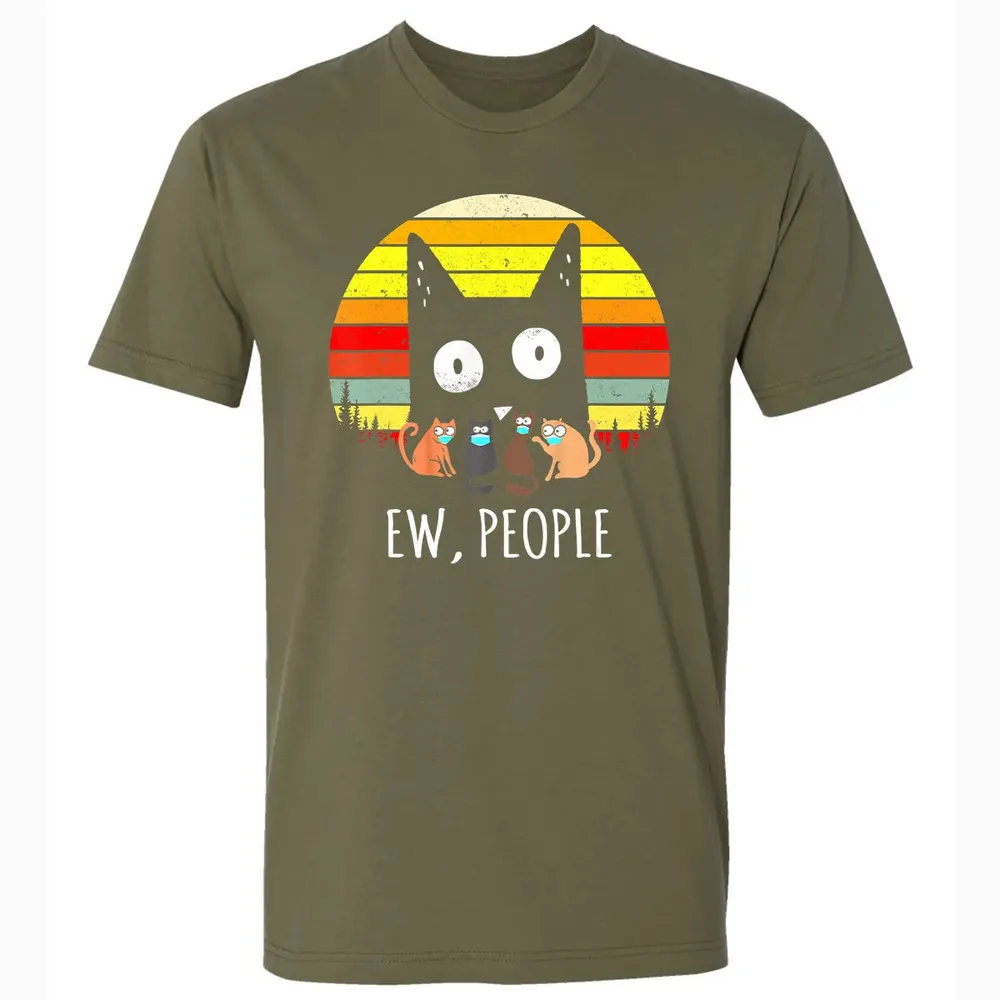 Ew People Vintage Funny Black Cat Mask Quarantine 2020 Gift Premium Unisex T-shirt - 5