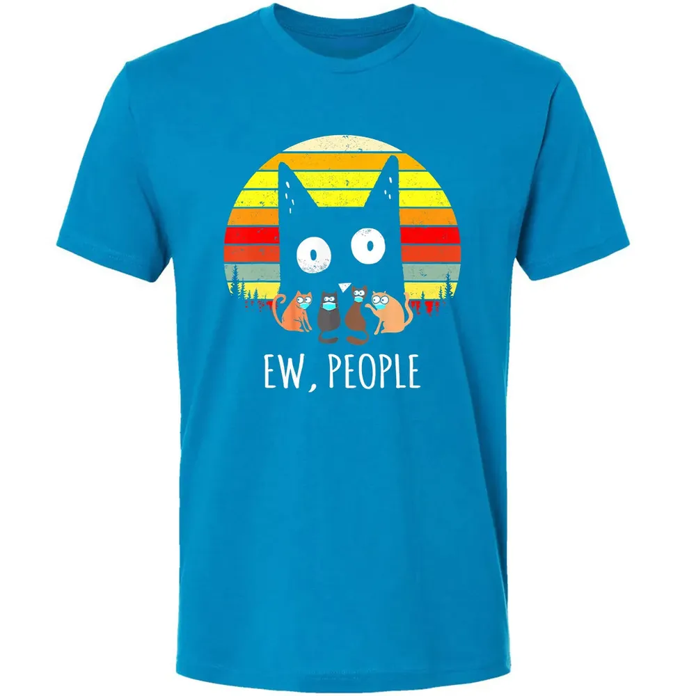 Ew People Vintage Funny Black Cat Mask Quarantine 2020 Gift Premium Unisex T-shirt - 15