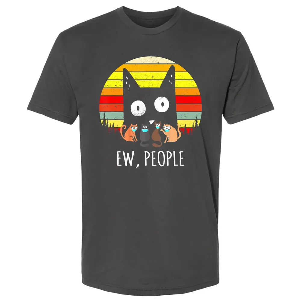 Ew People Vintage Funny Black Cat Mask Quarantine 2020 Gift Premium Unisex T-shirt - 8