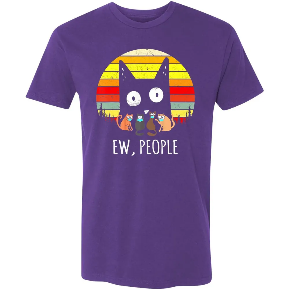 Ew People Vintage Funny Black Cat Mask Quarantine 2020 Gift Premium Unisex T-shirt - 7