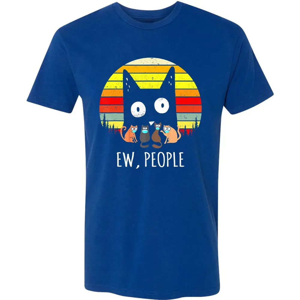 Ew People Vintage Funny Black Cat Mask Quarantine 2020 Gift Premium Unisex T-shirt - 10