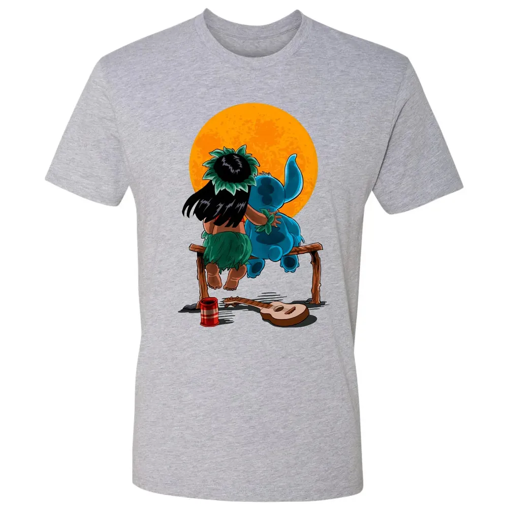 Alien And Girl Gazing At The Moon Premium Unisex T-shirt - 9