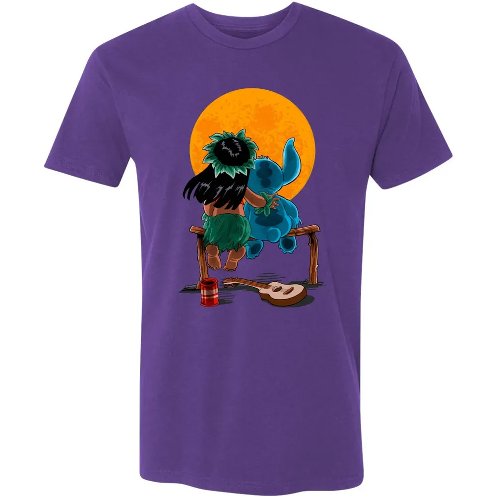 Alien And Girl Gazing At The Moon Premium Unisex T-shirt - 7