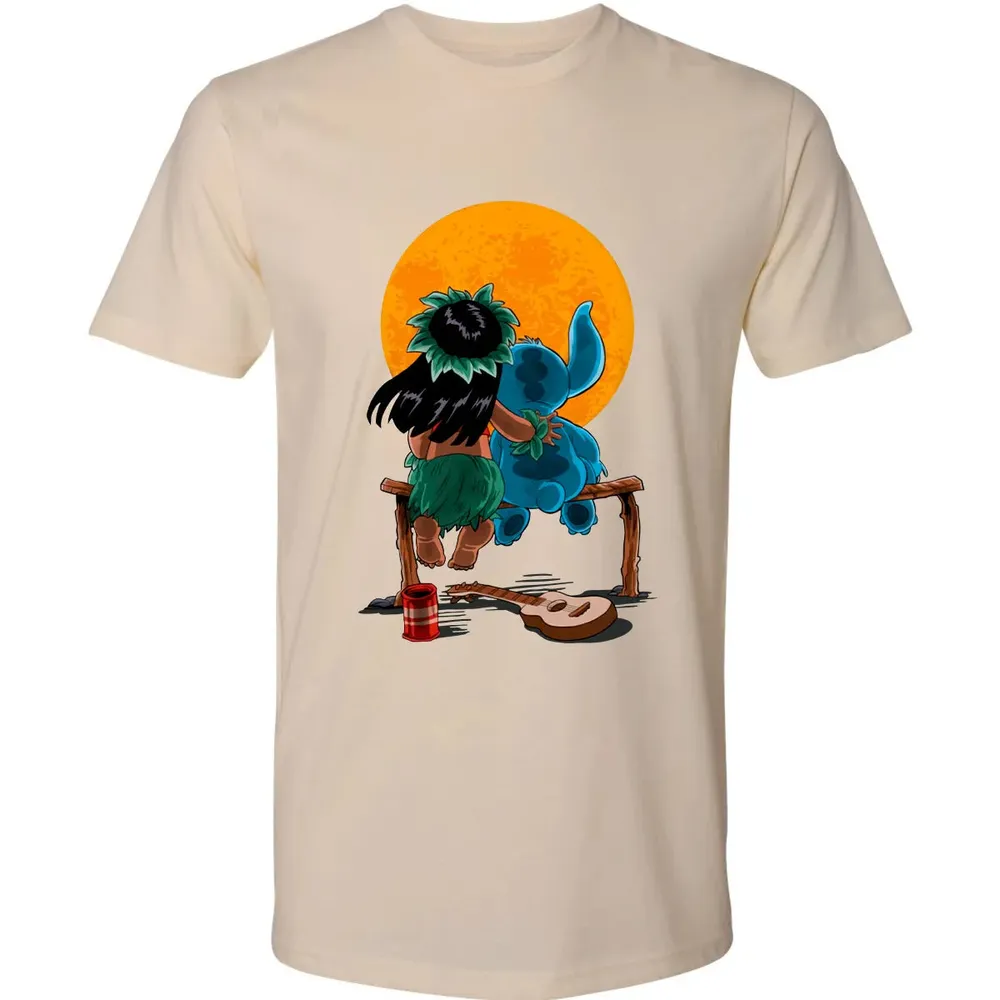 Alien And Girl Gazing At The Moon Premium Unisex T-shirt - 13