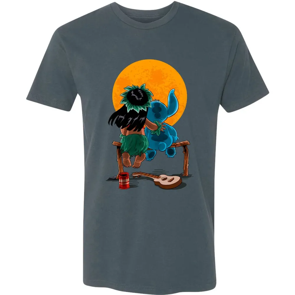 Alien And Girl Gazing At The Moon Premium Unisex T-shirt - 14