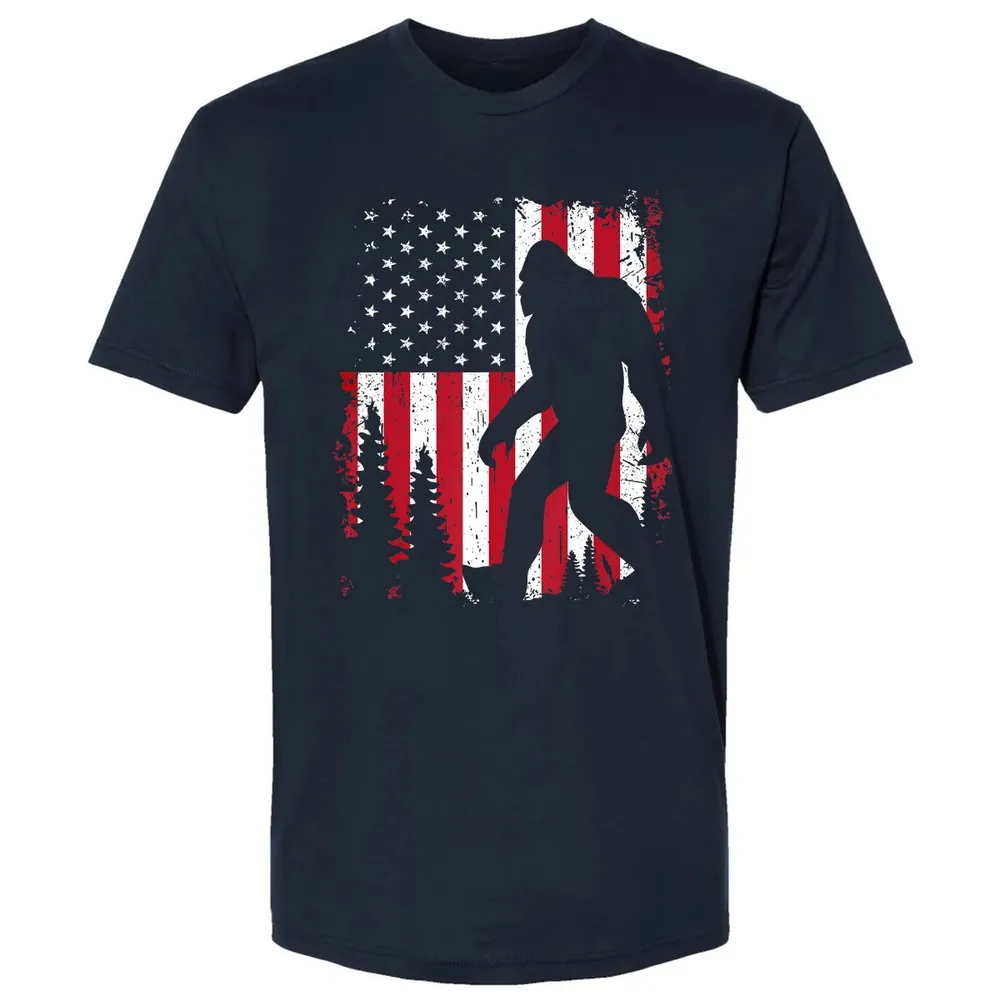 Bigfoot 4th of July American USA Flag Patriotic Kids Premium Unisex T-shirt - 2