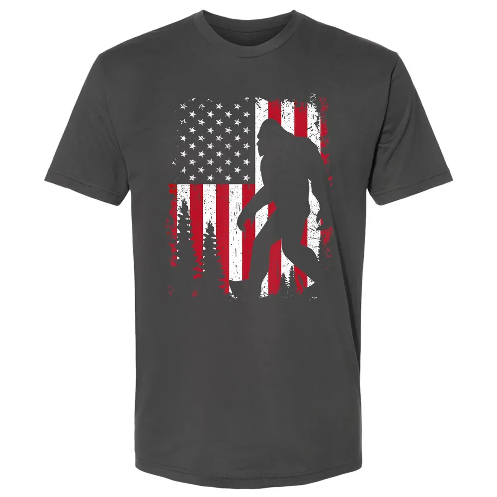 Bigfoot 4th of July American USA Flag Patriotic Kids Premium Unisex T-shirt - 8