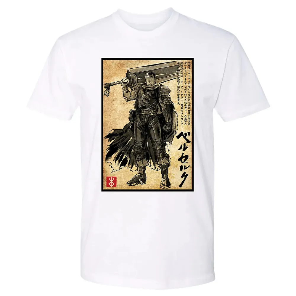 Black Swordsman woodblock Premium Unisex T-shirt - 4