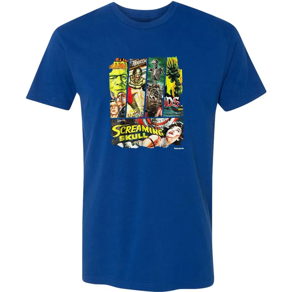 Vintage Style Sci Fi Horror Movie Poster Collage Premium Unisex T-shirt - 10