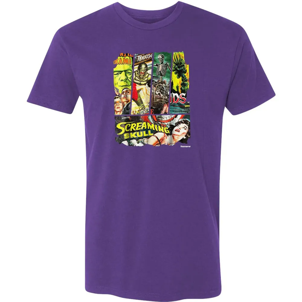 Vintage Style Sci Fi Horror Movie Poster Collage Premium Unisex T-shirt - 7