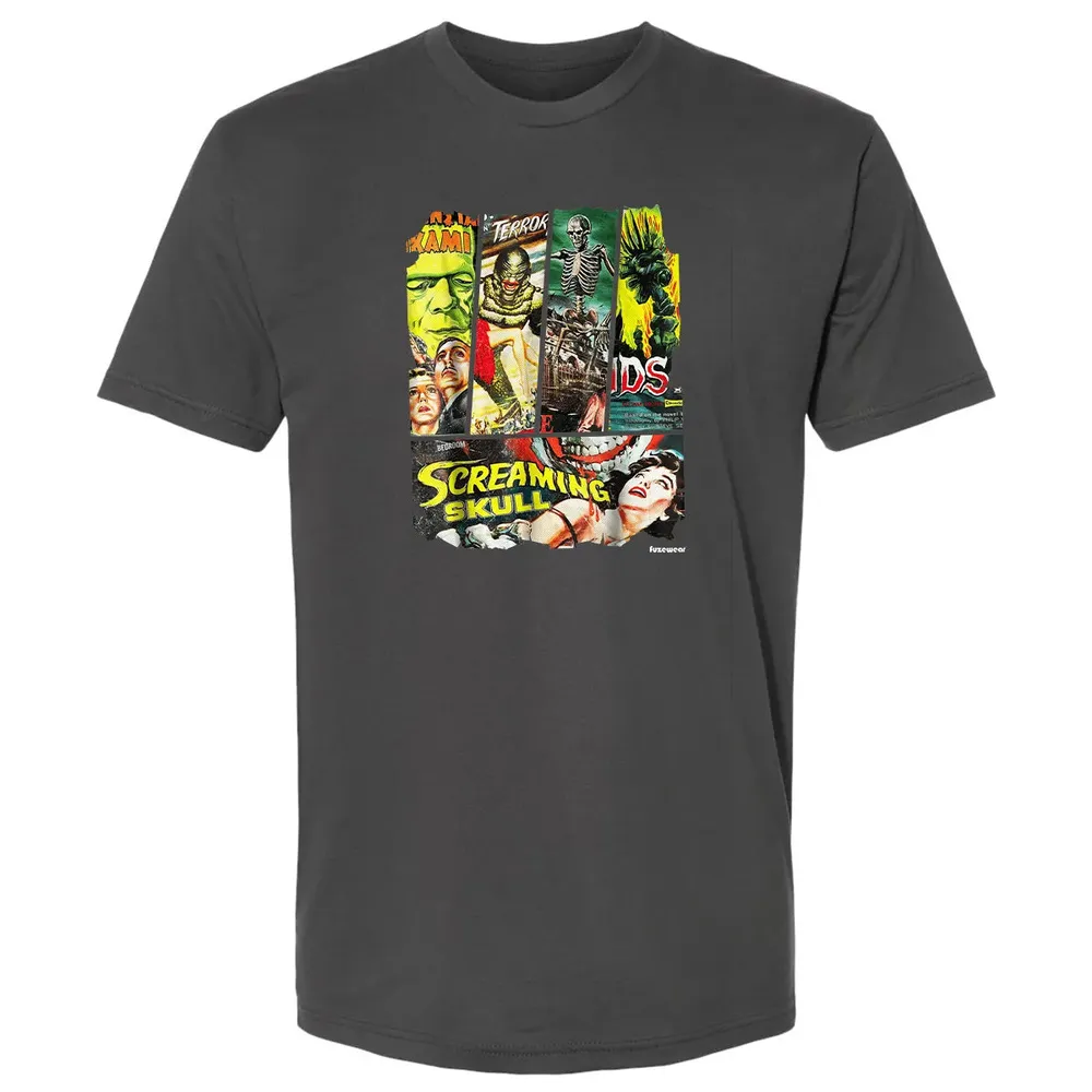 Vintage Style Sci Fi Horror Movie Poster Collage Premium Unisex T-shirt - 8