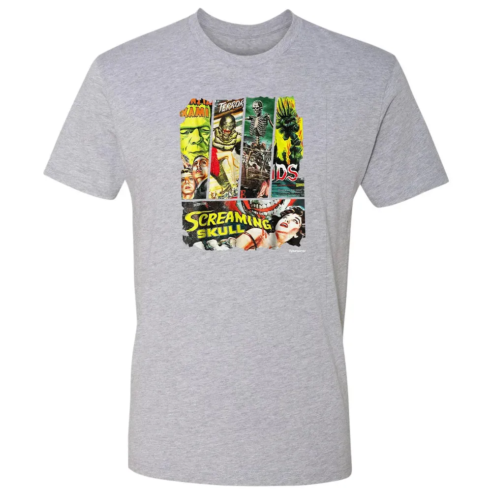 Vintage Style Sci Fi Horror Movie Poster Collage Premium Unisex T-shirt - 9
