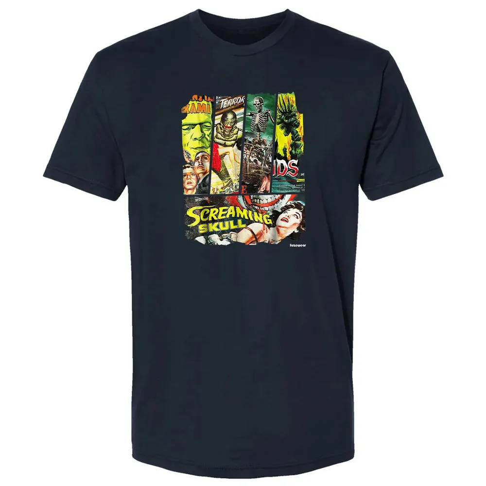 Vintage Style Sci Fi Horror Movie Poster Collage Premium Unisex T-shirt - 2