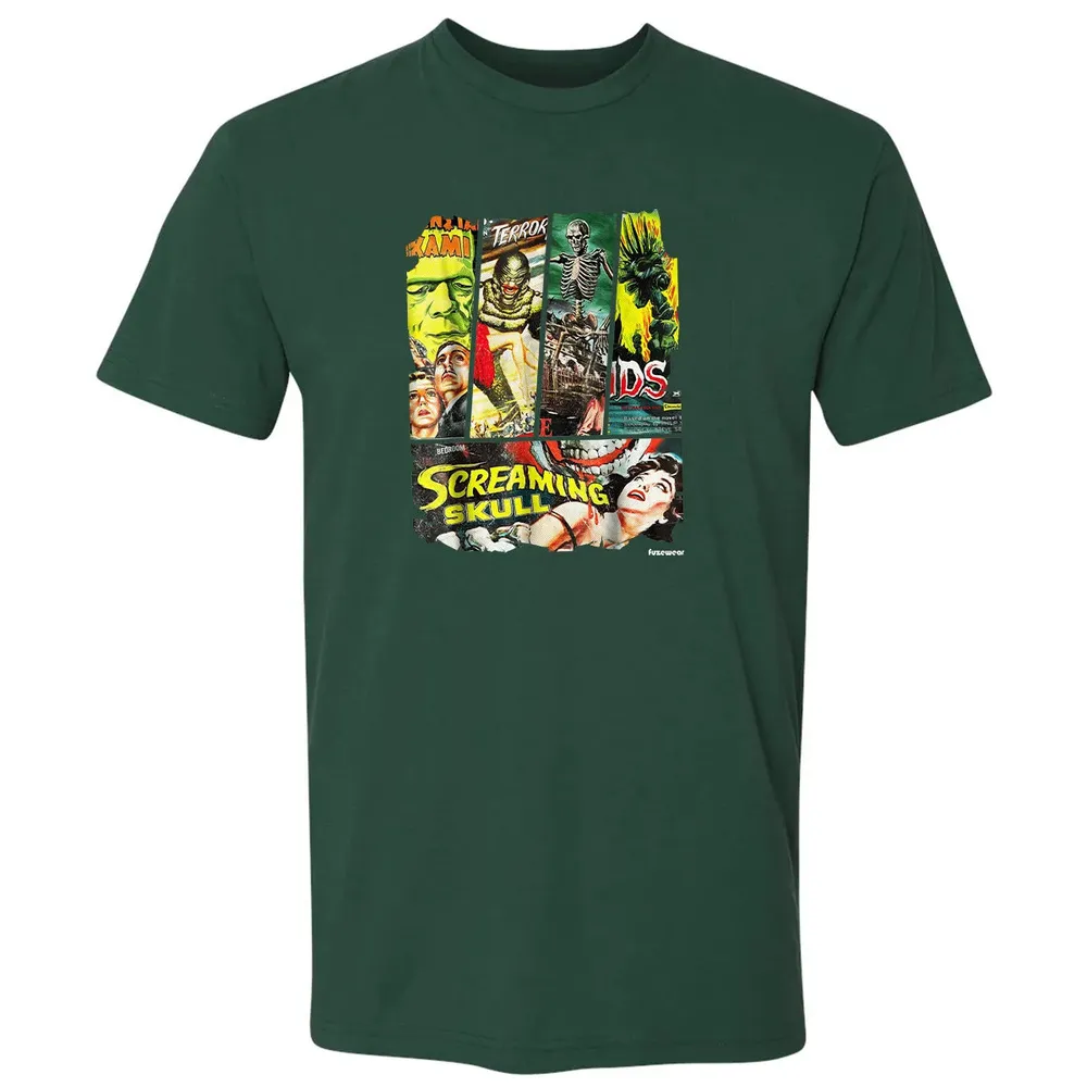 Vintage Style Sci Fi Horror Movie Poster Collage Premium Unisex T-shirt - 12