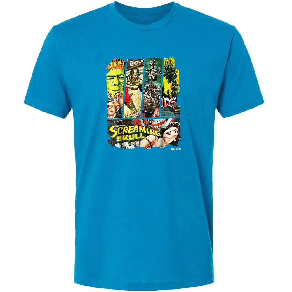 Vintage Style Sci Fi Horror Movie Poster Collage Premium Unisex T-shirt - 15