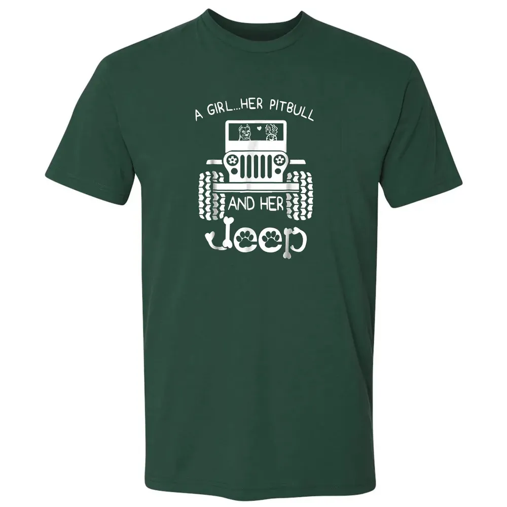 A girl Her Pitbull and her Jeep  Jeep Girl Gift Premium Unisex T-shirt - 12