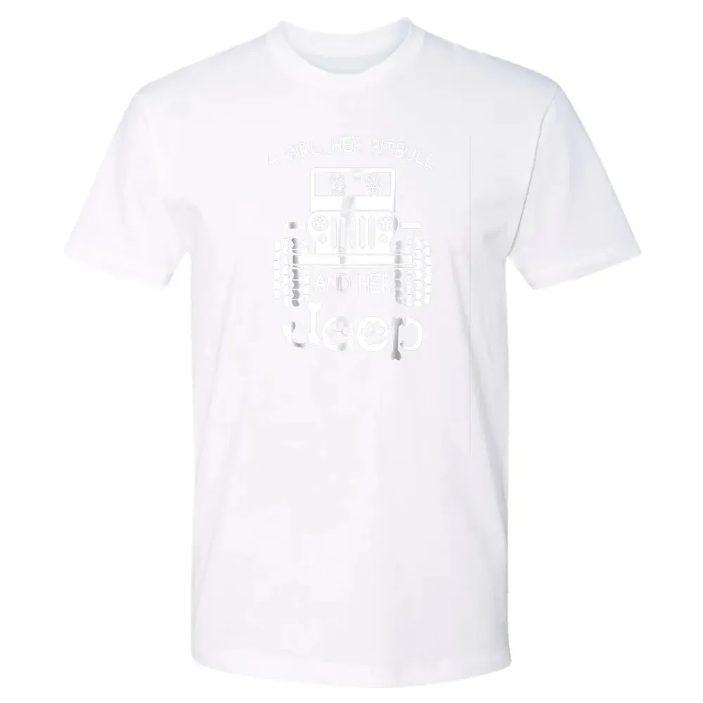 A girl Her Pitbull and her Jeep  Jeep Girl Gift Premium Unisex T-shirt - 4