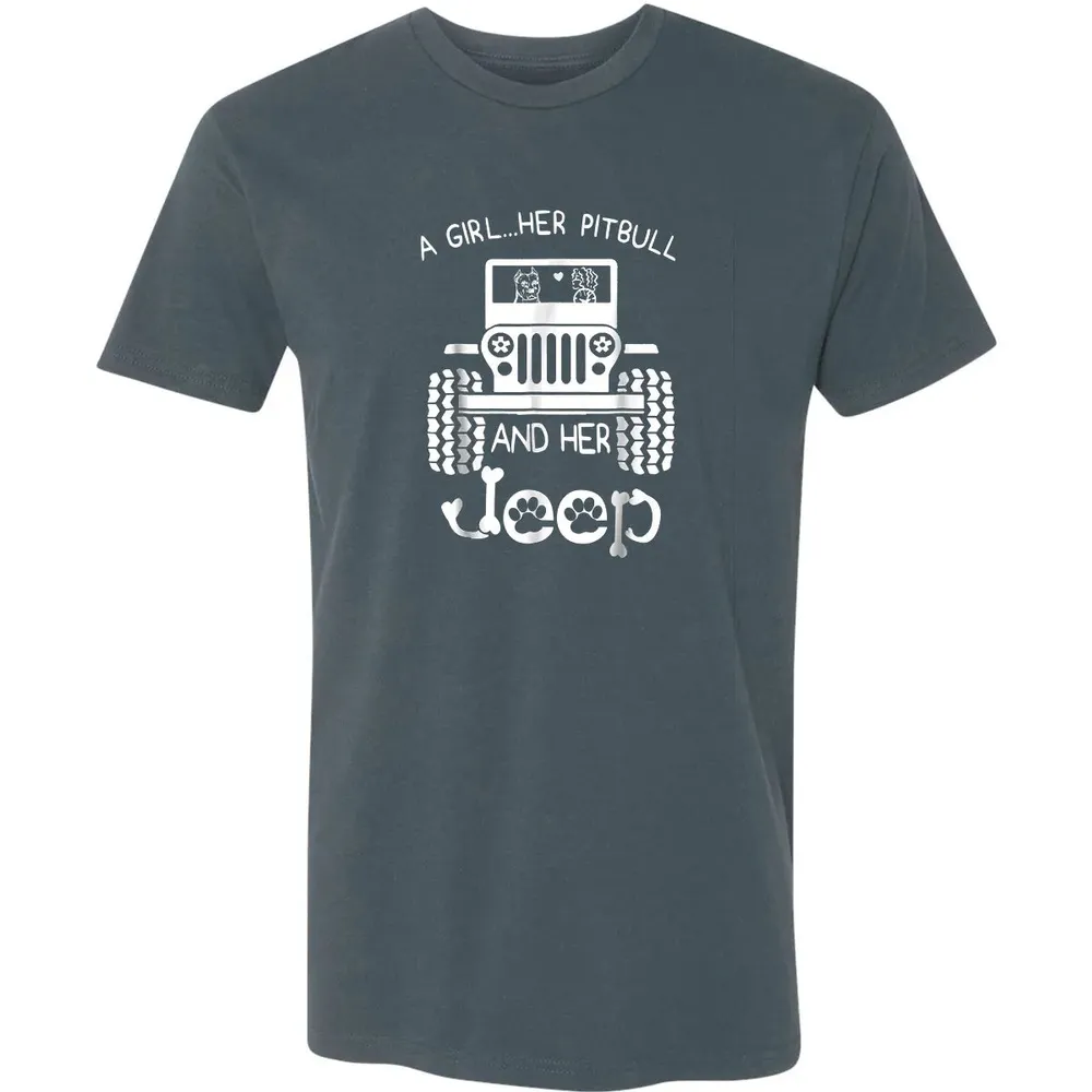 A girl Her Pitbull and her Jeep  Jeep Girl Gift Premium Unisex T-shirt - 14