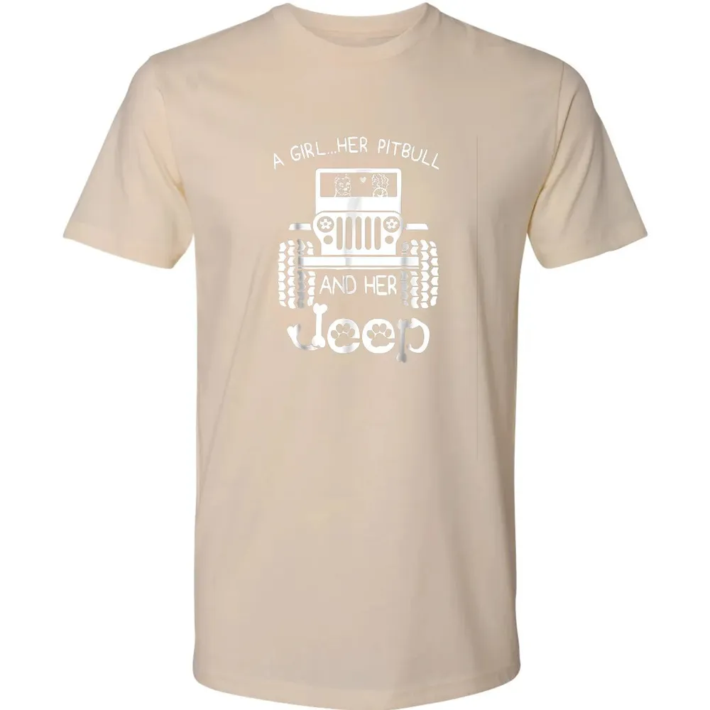 A girl Her Pitbull and her Jeep  Jeep Girl Gift Premium Unisex T-shirt - 13