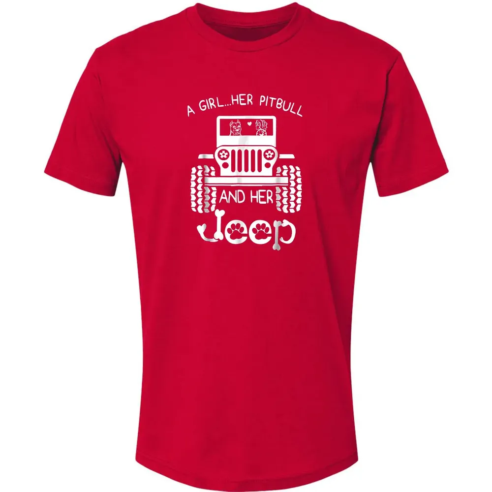 A girl Her Pitbull and her Jeep  Jeep Girl Gift Premium Unisex T-shirt - 6