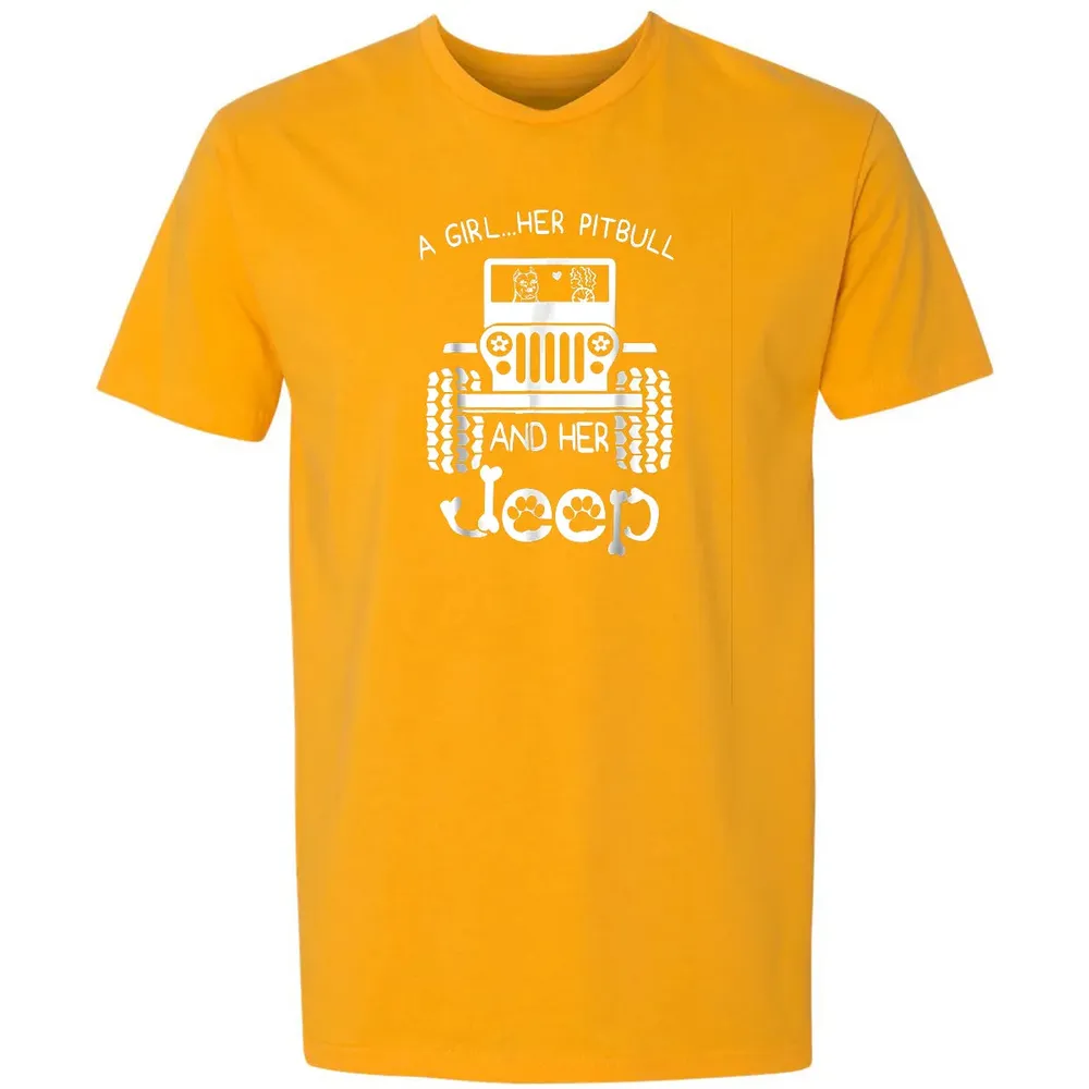 A girl Her Pitbull and her Jeep  Jeep Girl Gift Premium Unisex T-shirt - 11