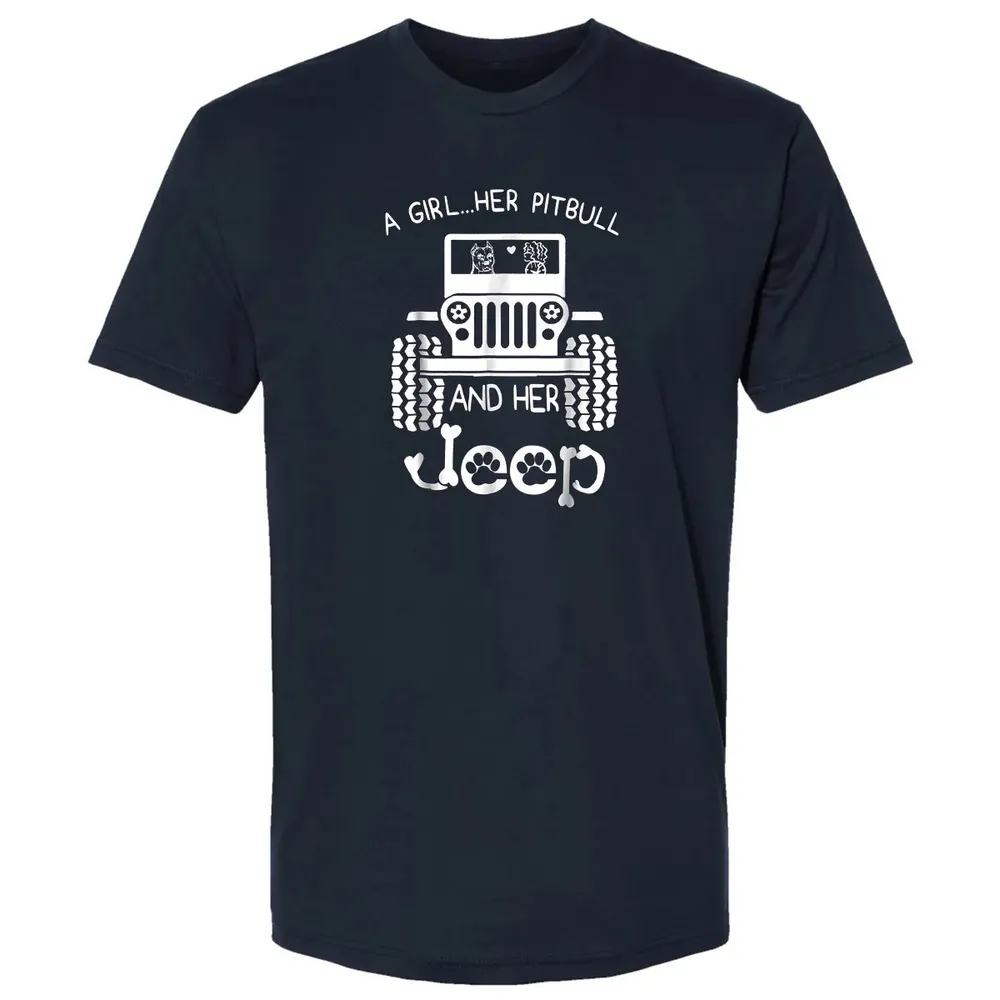 A girl Her Pitbull and her Jeep  Jeep Girl Gift Premium Unisex T-shirt - 2