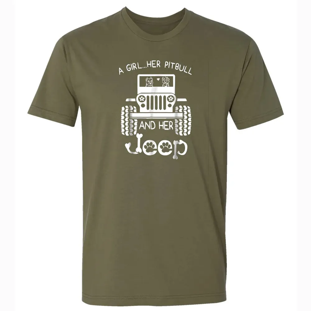 A girl Her Pitbull and her Jeep  Jeep Girl Gift Premium Unisex T-shirt - 5