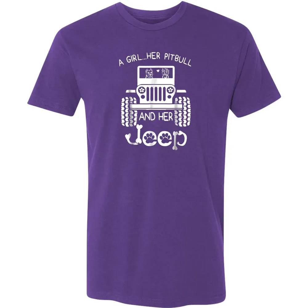 A girl Her Pitbull and her Jeep  Jeep Girl Gift Premium Unisex T-shirt - 7
