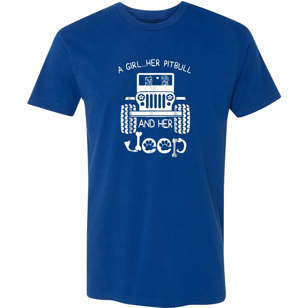 A girl Her Pitbull and her Jeep  Jeep Girl Gift Premium Unisex T-shirt - 10