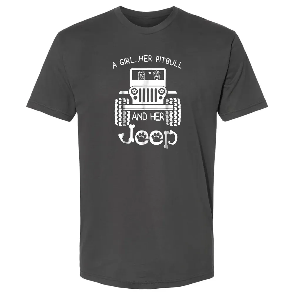 A girl Her Pitbull and her Jeep  Jeep Girl Gift Premium Unisex T-shirt - 8