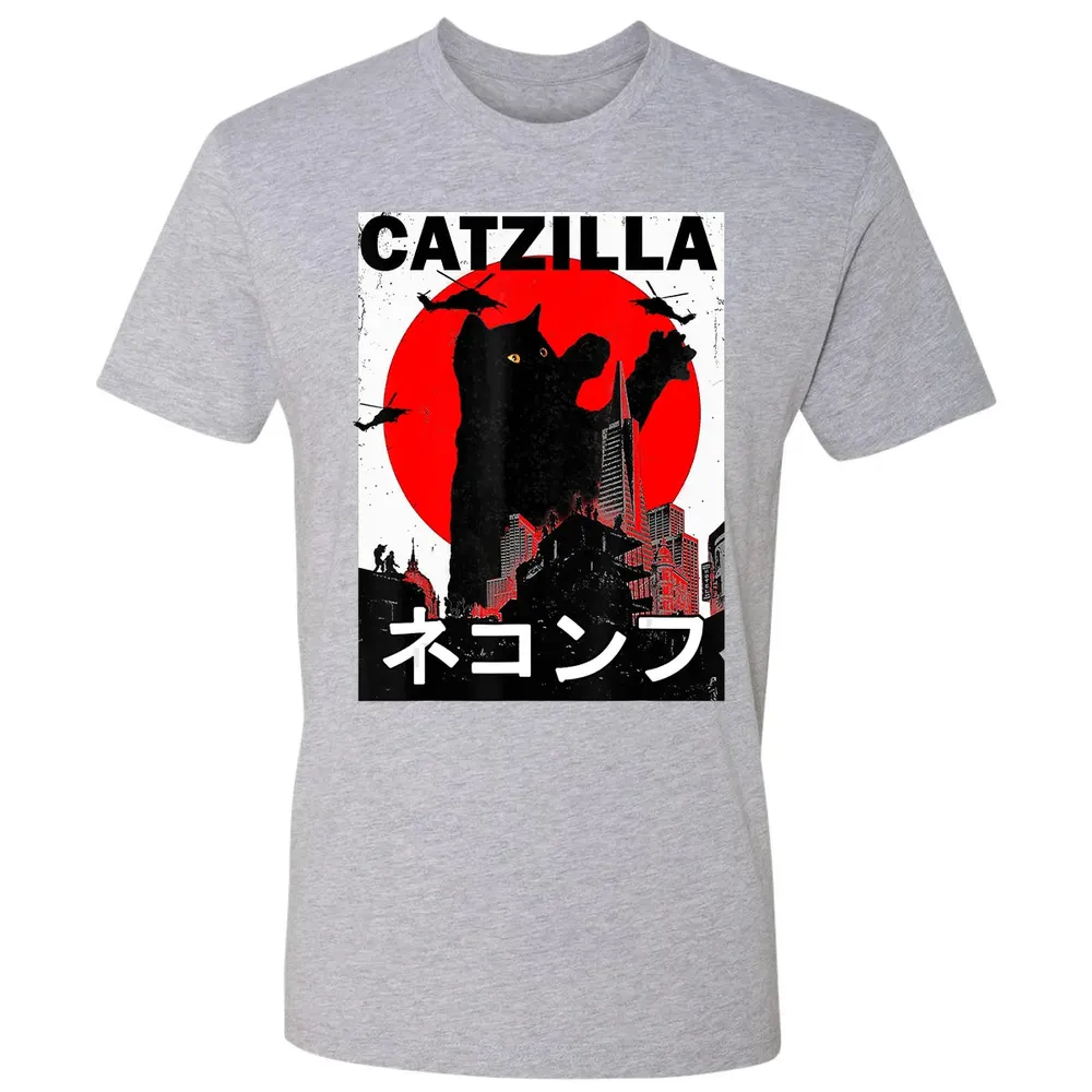 Vintage Catzilla Japanese Sunset Style Cat Kitten Lover Premium Unisex T-shirt - 9