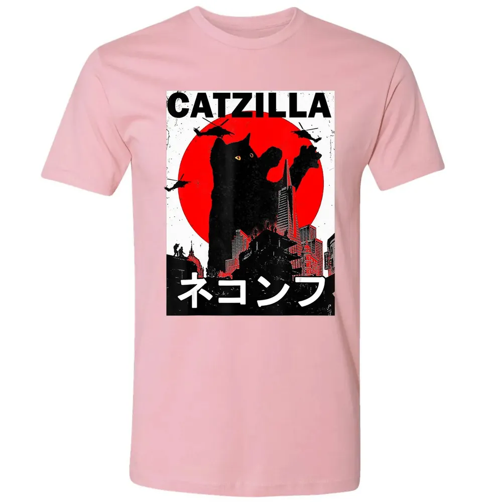 Vintage Catzilla Japanese Sunset Style Cat Kitten Lover Premium Unisex T-shirt - 3