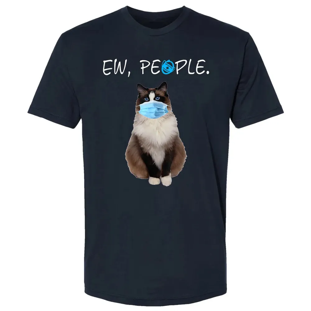 Ragdoll Cat Ew People Cat Wearing A Face Mask Premium Unisex T-shirt - 2