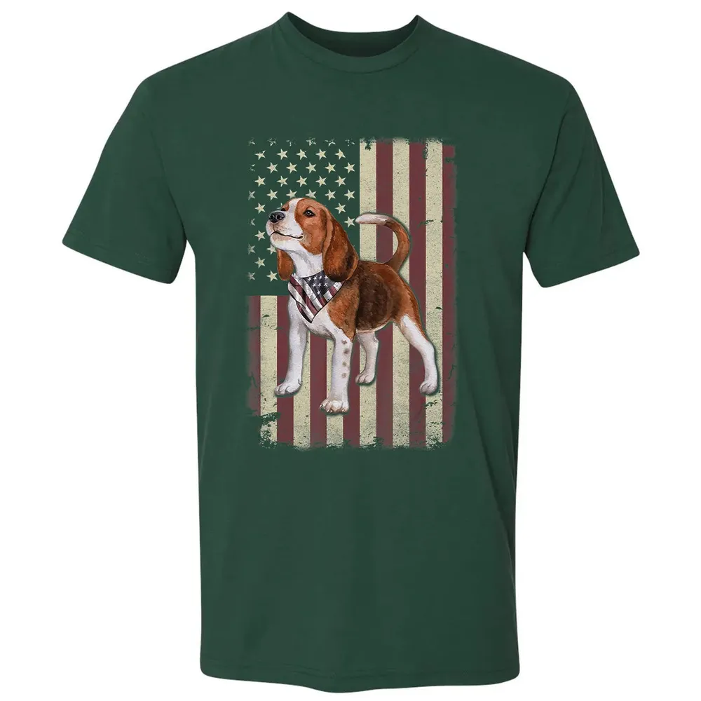Beagle American Flag Bandana Patriotic 4th Of July T Premium Unisex T-shirt - 12