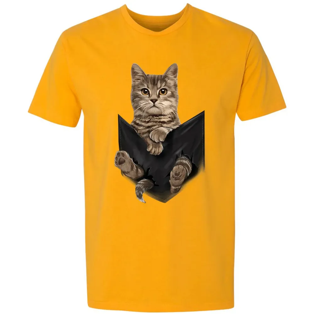 Brown Cat Sits in Pocket  Cats   Gifts Premium Unisex T-shirt - 11