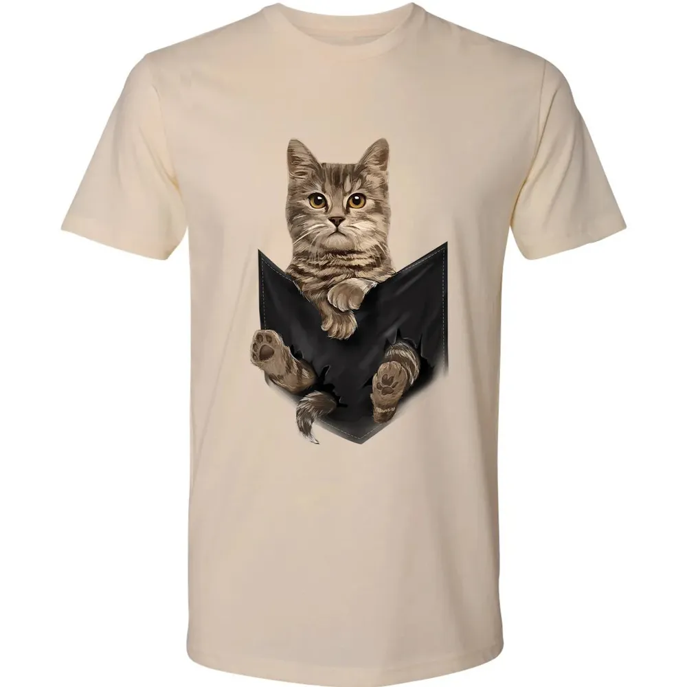 Brown Cat Sits in Pocket  Cats   Gifts Premium Unisex T-shirt - 13