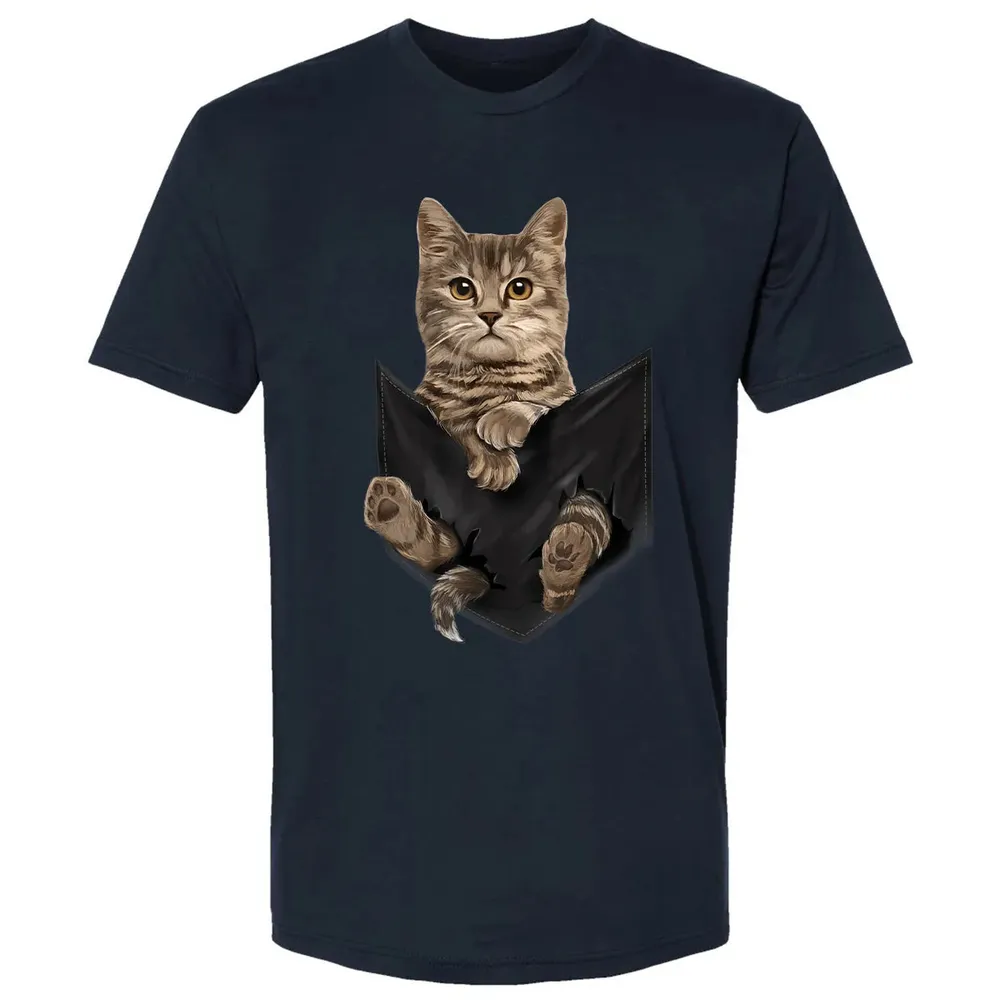 Brown Cat Sits in Pocket  Cats   Gifts Premium Unisex T-shirt - 2