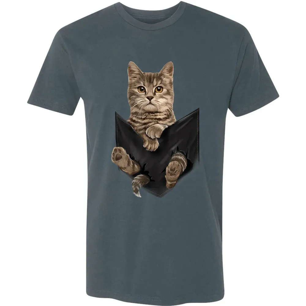 Brown Cat Sits in Pocket  Cats   Gifts Premium Unisex T-shirt - 14