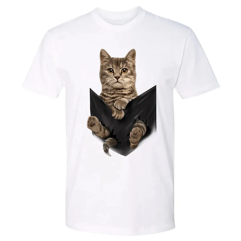 Brown Cat Sits in Pocket  Cats   Gifts Premium Unisex T-shirt - 4