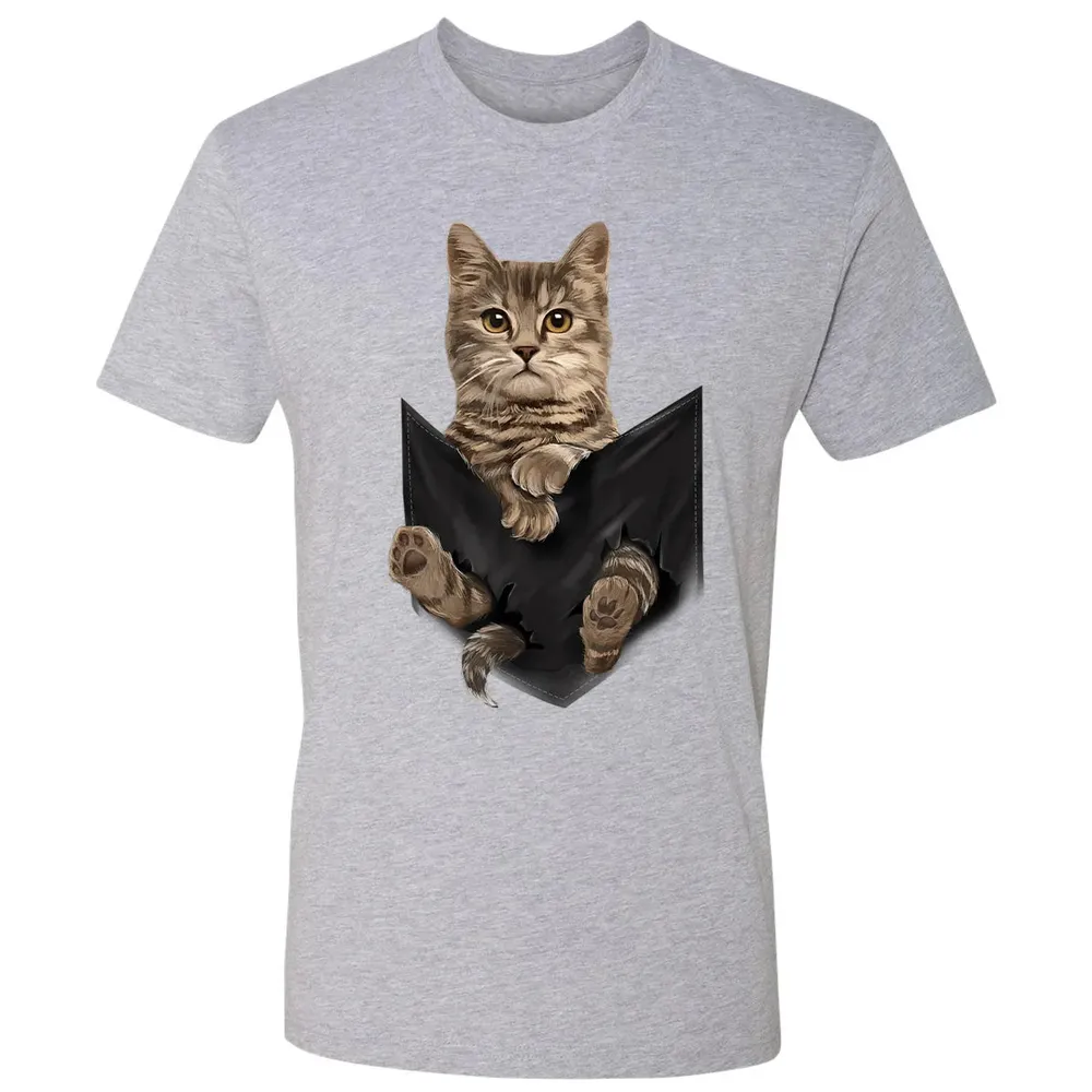 Brown Cat Sits in Pocket  Cats   Gifts Premium Unisex T-shirt - 9